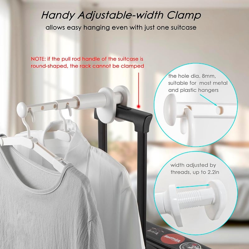 TASEVO Portable Travel Clothes Drying Rack - Clamping Design- Retractable Rob - Anti-Scratch Silicon Pad - Enhance Stability - Suitable for Door, Drawer, Luggage Handle - Image 5